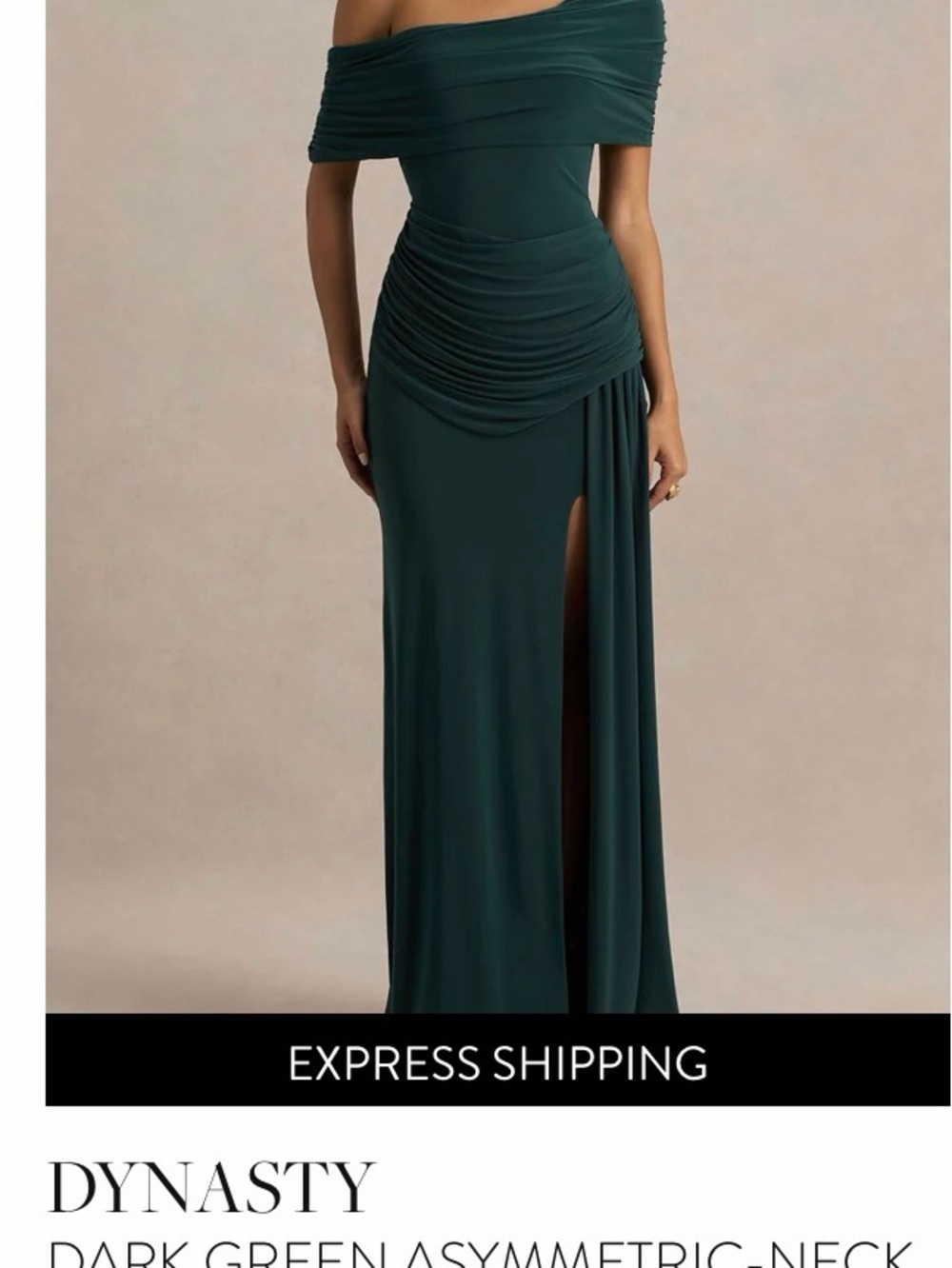 Dynasty Dark Green One-Shoulder Evening Gown